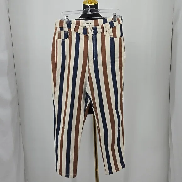 Striped Straight Leg Ankle Jeans Size 31/12 - Picture 6 of 11
